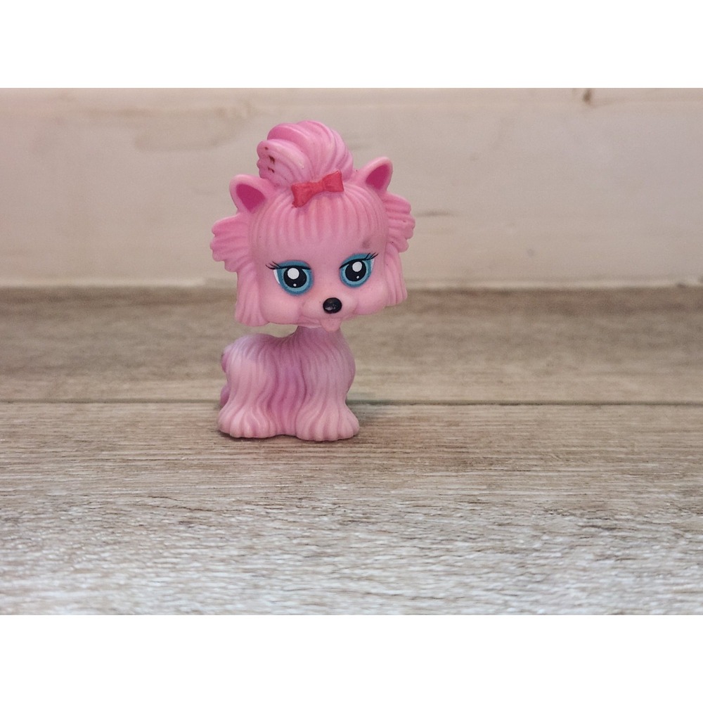 Chic Boutique Pink Dog With Pink Bow Toy Figure Figurine Doll 2.5"